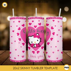 Hello Kitty Pink Heart I Love You 20oz Tumbler Wrap PNG File