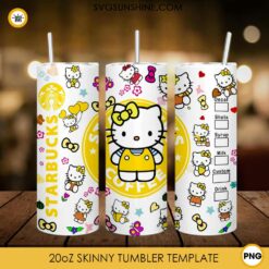 Hello Kitty Starbucks Coffee Designs 20oz Tumbler Wrap PNG File