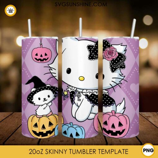 Hello Kitty Witch Pumpkin Halloween 20oz Tumbler Wrap PNG File