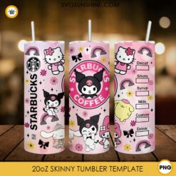 Kuromi My Melody Hello Kitty Starbucks Coffee 20oz Tumbler Wrap PNG File