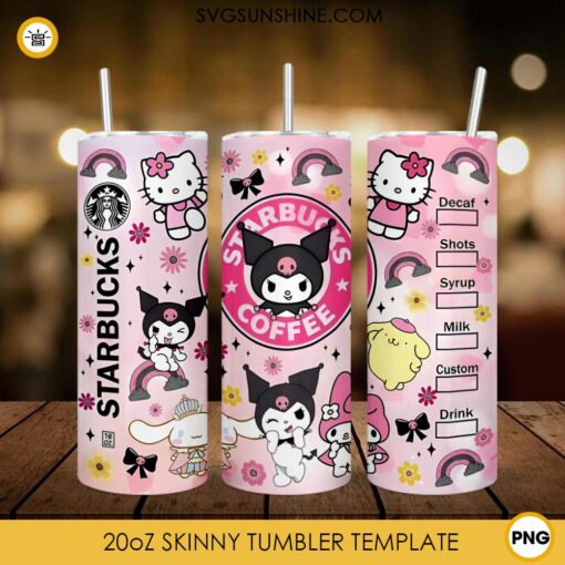 Kuromi My Melody Hello Kitty Starbucks Coffee 20oz Tumbler Wrap PNG File