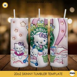 3D Hello Kitty Sanrio Characters Starbucks Coffee 20oz Tumbler Wrap PNG File