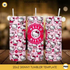 Hello Kitty Pink Pattern 20oz Tumbler Wrap PNG File