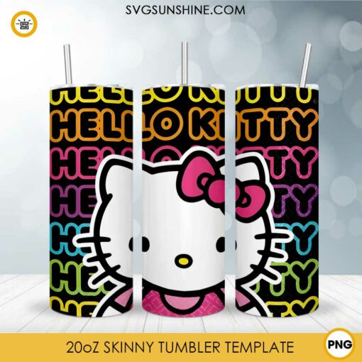 Hello Kitty Rainbow Design 20oz Tumbler Wrap PNG File