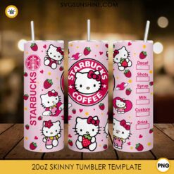 Hello Kitty Strawberry Starbucks Coffee 20oz Tumbler Wrap PNG File