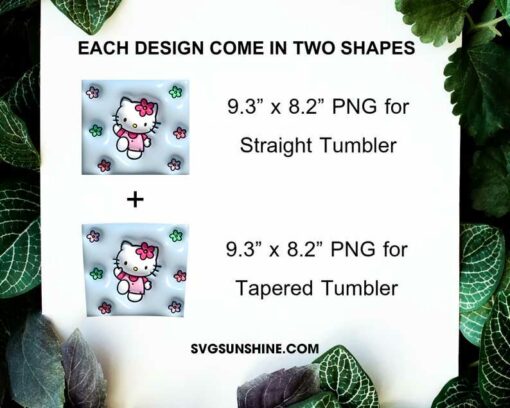 3D Hello Kitty 20oz Tumbler Wrap PNG File