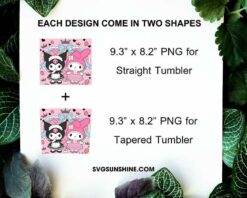 Kuromi And My Melody Kawaii 20oz Tumbler Wrap PNG File