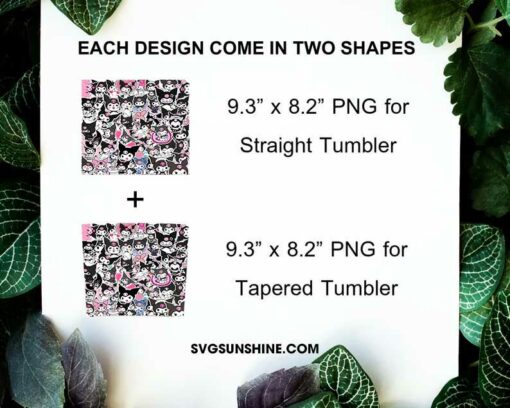 Kuromi Stictkers Designs 20oz Tumbler Wrap PNG File