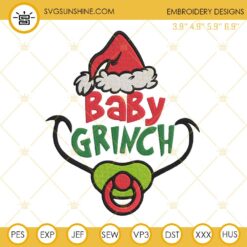 Baby Grinch Christmas Embroidery Design Files