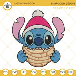 Stitch Eat Concha Cake Christmas Embroidery Design Files