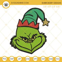 Grinch Elf Hat Embroidery Design Files