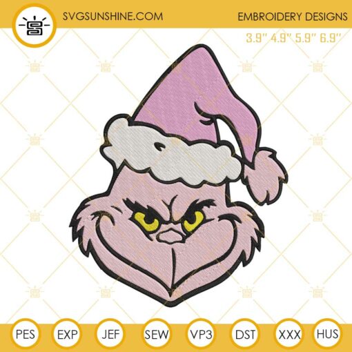 Barbie Pink Grinch Christmas Embroidery Design Files