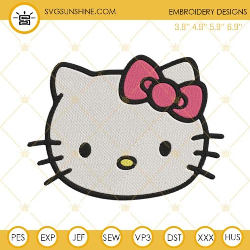 Hello Kitty Face Embroidery Design Files