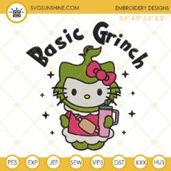 Basic Grinch Hello Kitty Christmas Embroidery Design Files
