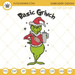 Basic Grinch Stanley Tumbler Embroidery Design Files