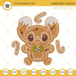 Baby Stitch Gingerbread Man Christmas Embroidery Design Files