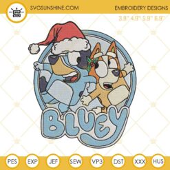 Bluey And Bingo Merry Christmas Embroidery Design Files