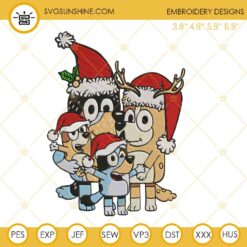 Bluey Family Merry Christmas Embroidery Design Files