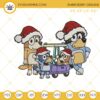Bluey Family With Christmas Hat Embroidery Design Files