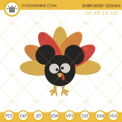 Mickey Turkey Thanksgiving Embroidery Design Files