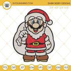 Super Mario Santa Claus Christmas Embroidery Design Files
