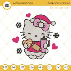 Hello Kitty Tumbler And Concha Cake Christmas Embroidery Design Files