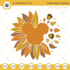 Mickey Fall Sunflower Embroidery Design Files