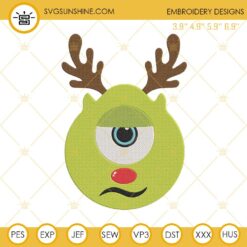 Mike Reindeer Embroidery Designs, Monsters Inc Christmas Embroidery Files