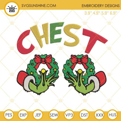 Chest Grinch Hand Christmas Embroidery Design Files
