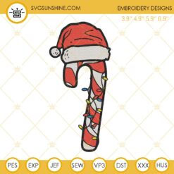 Candy Cane Christmas Lights Embroidery Design Files