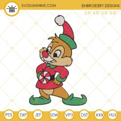 Chip And Dale Elf Christmas Embroidery Design Files
