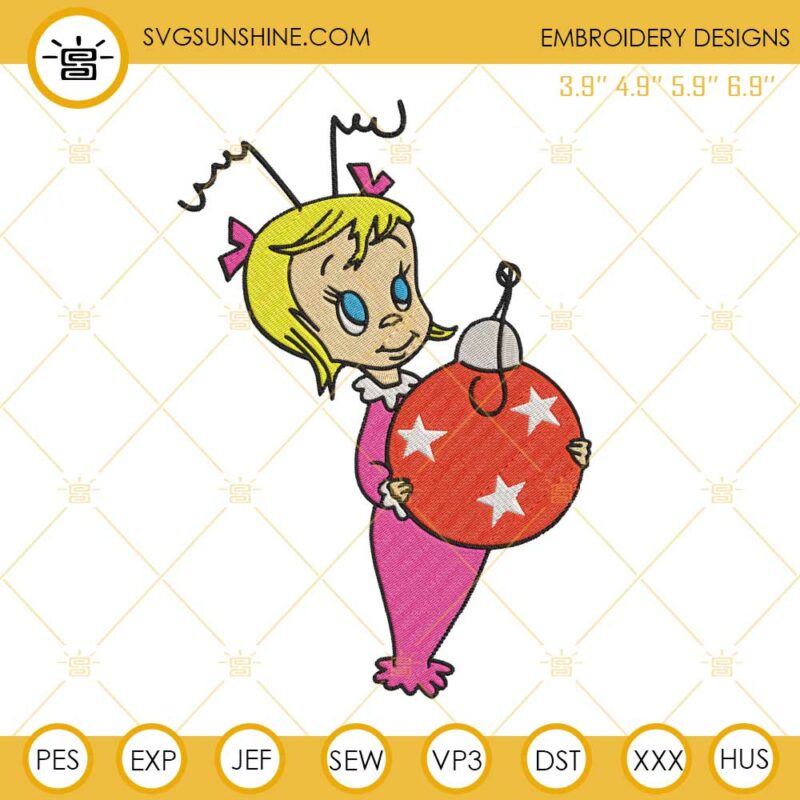 Cindy Lou Who Christmas Ball Embroidery Design Files