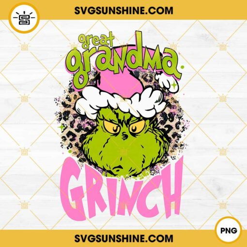 Pink Great Grandma Grinch PNG File Designs