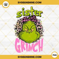 Pink Sister Grinch Leopard Christmas PNG File Designs