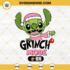 Pink Stitch Grinch Mode On SVG, Stitch Christmas SVG, Stitch Grinch SVG