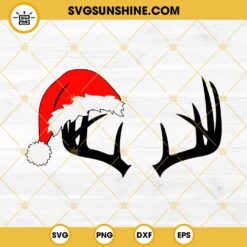 Deer Santa Hat SVG, Hunting Christmas SVG, Deer Christmas SVG