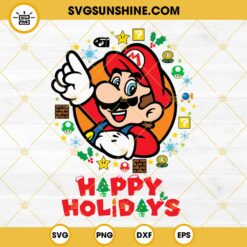 Super Mario Happy Holidays SVG, Super Mario Christmas SVG EPS PNG DXF Files