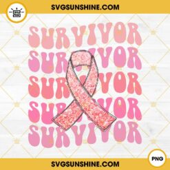 Survivor Pink Glitter Ribbon PNG, Survivor breast cancer ribbon PNG Download Files