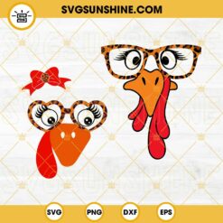 Turkey Face SVG Bundle, Turkey With Leopard Glasses SVG, Turkey SVG