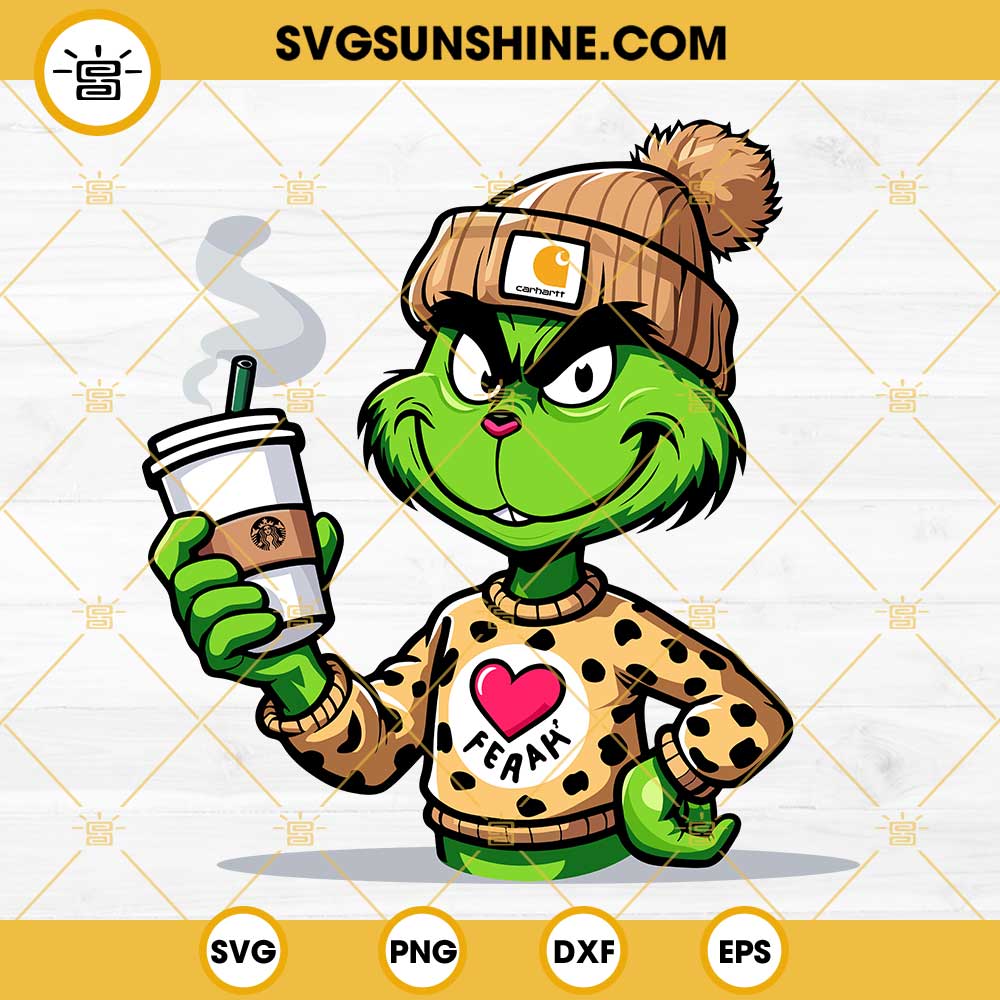 Carhartt Grinch Coffee SVG, Bougie Grinch SVG, Grinch Starbucks Cup SVG PNG Files