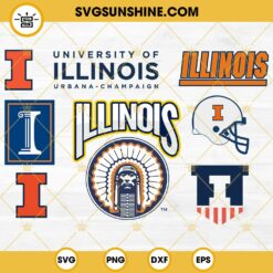 Illinois Fighting Illini Football Designs Bundle SVG EPS PNG DXF
