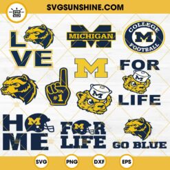 Michigan Wolverines Football Designs Bundle SVG EPS PNG DXF