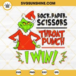 Grinch Rock, Paper Scissors Throat Punch I Win SVG, Grinch Vintage Design SVG