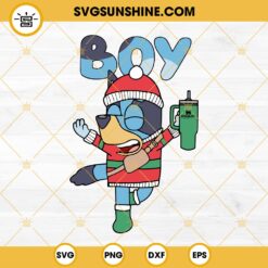 Bluey Boy With Stanley Tumbler SVG, Bluey Christmas SVG
