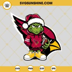 Baby Grinch Arizona Cardinals With Santa Hat SVG PNG EPS DXF Files