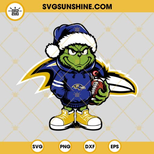 Baby Grinch Baltimore Ravens With Santa Hat SVG PNG EPS DXF Files