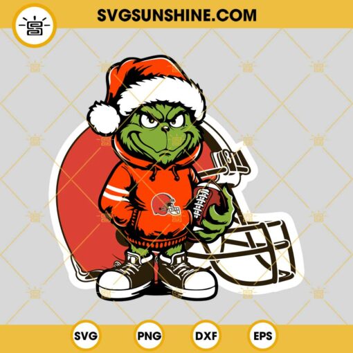 Baby Grinch Cleveland Browns With Santa Hat SVG PNG EPS DXF Files