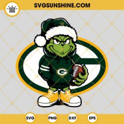 Baby Grinch Green Bay Packers With Santa Hat SVG PNG EPS DXF Files