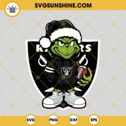 Baby Grinch Oakland Raiders With Santa Hat SVG PNG EPS DXF Files