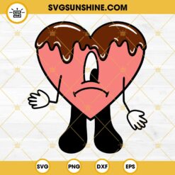 Bad Bunny Chocolate Heart SVG, Bad Bunny Valentine SVG PNG EPS DXF File